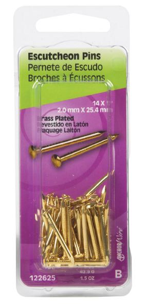 Hillman 14 Ga. x 1 in. L Brass-Plated Steel Escutcheon Pins, 1 pk 1.5 oz