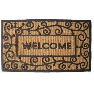 J & M Home Fashions Black Coir Nonslip Door Mat 30 in. L x 18 in. W.