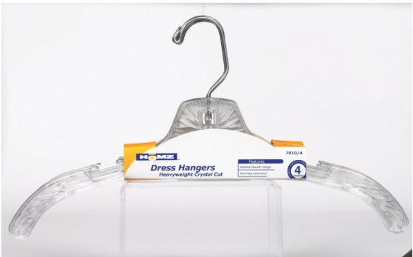 Homz 9 in. H x .44 in. W x 16-3/4 in. L Plastic Clear Dress Hanger 4 pk.