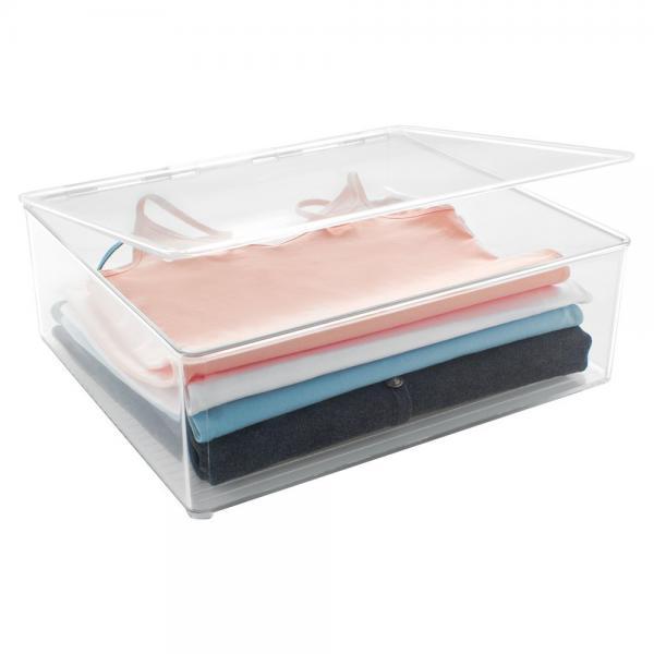 InterDesign Closet Binz Stackable Box with Lid Blouse, Clear.