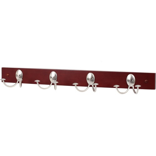 Stratford Wall Mount Rack Walnut 4 Double Hoo