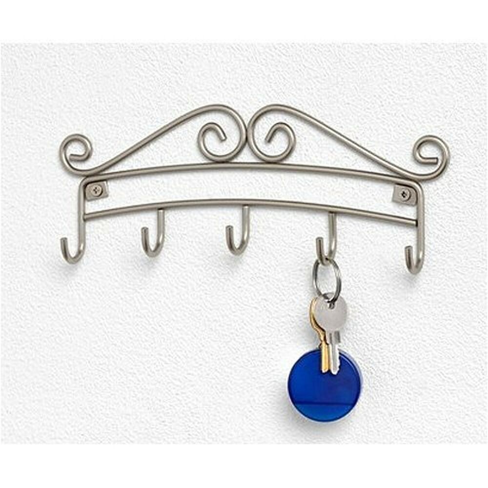 Scroll Wall Mount Key Rack Satin Nickel Spect