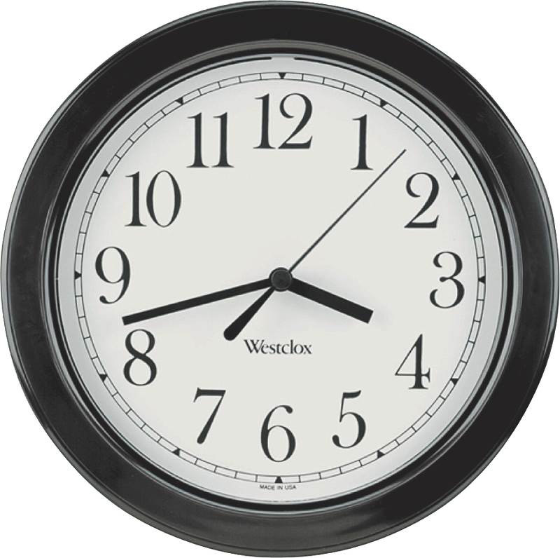 Wall Clock Round Black 21.6Cm (8.5In) Plastic Battery Westclox