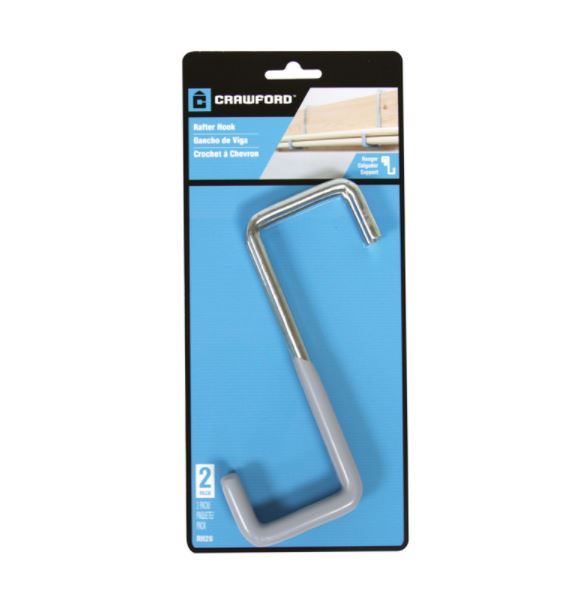 Crawford 5.75 in. L Vinyl Coated Gray Steel Large Rafter Hook 2 pk