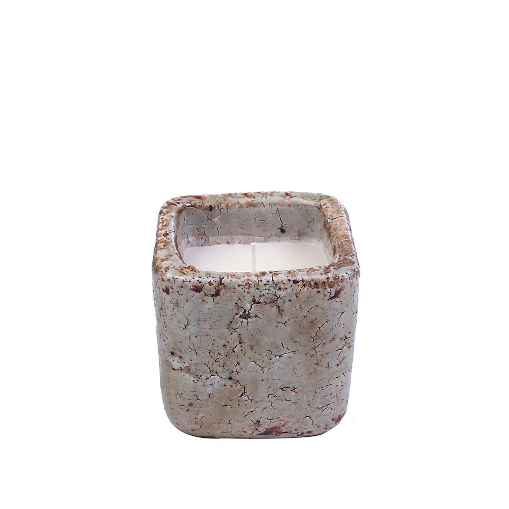 Citronella Candle 6Oz Stone Crackle Natural Finish Holder Patio Essentials