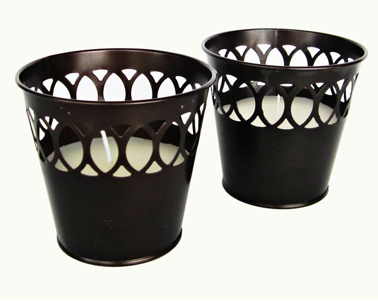 Citronella Candle Twin Pack 4.5Oz, Die Cut Pail Bronze Patio Essentials