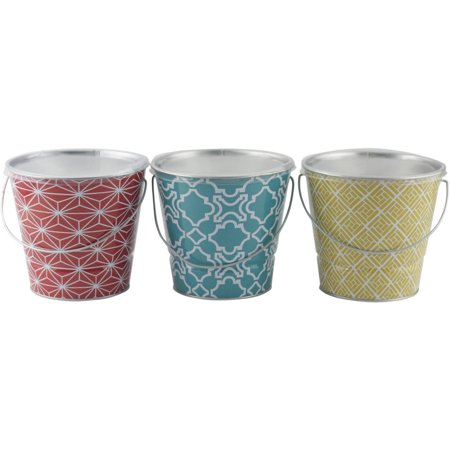 Citronella Candle Geometric Patterns 18Oz, Metal Pail Assorted Colors Patio Essentials