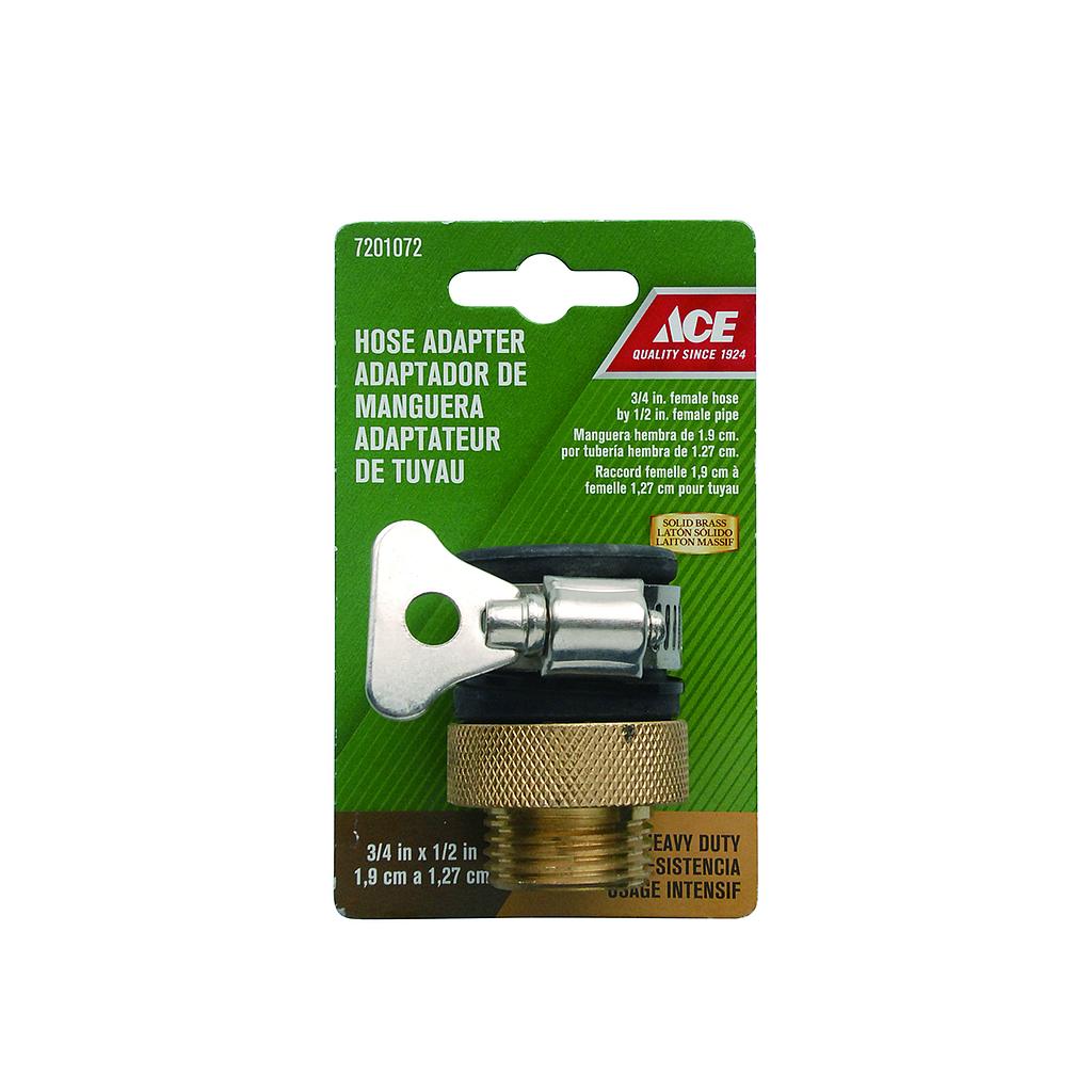 Adaptor Tap Snap In Female 1.27Cm (.5In), To 1.90Cm (.75In) Brass Plastic Steel Ace