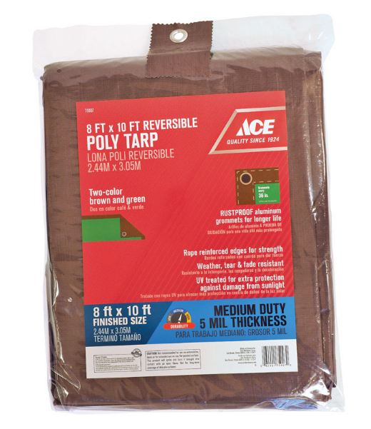 Poly Tarp Brown-Green 8Ft X 10Ft, (2.44M X 3.05M) 4.5Ml 98G Ace.