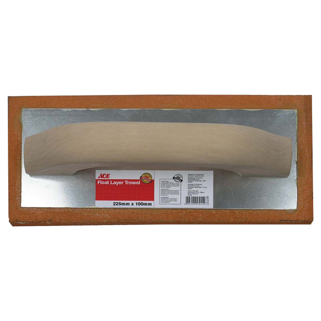 Float Layer Trowel 22.86 Cm X 10.16Cm (9 IN. X 4 IN) Rubber Float Wood Handle ACE