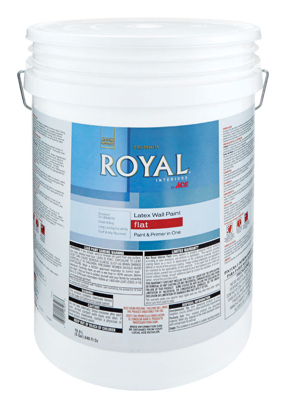Ace, Royal Flat Ultra White Vinyl Acetate/Ethylene Paint Indoor 5 gal.