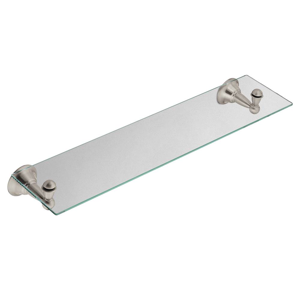 Moen Sage, Bathroom Shelf 3.1 in. H x 5.5 in. W x 22.3 in. L Brushed Nickel Die Cast Zinc and Gla