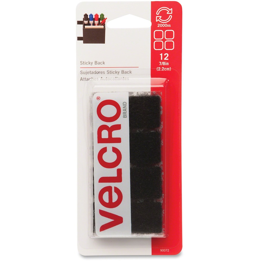 Velcro Sq Blk 7/8" Set12