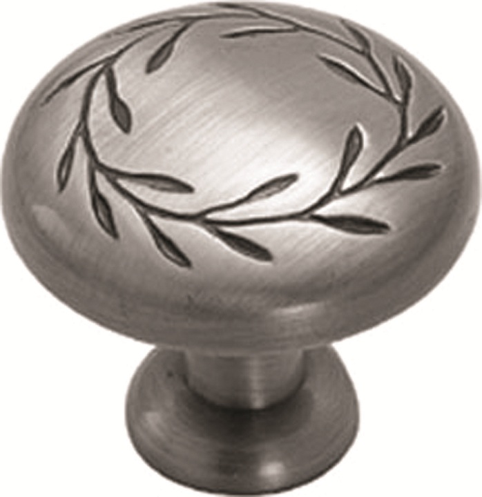 KNOB LEAF1-1/4"D ELG BRS