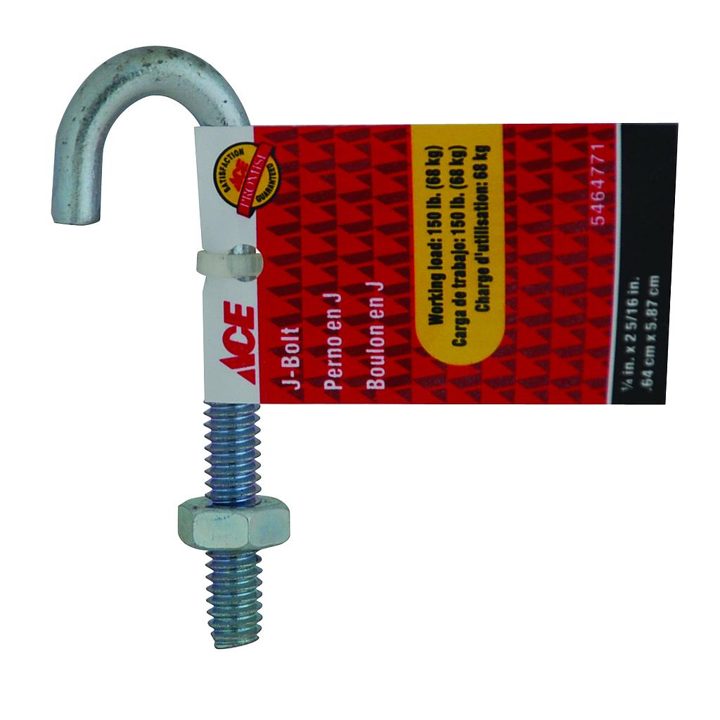 J Bolt 1 7/8In (4.76Cm) Zinc Plated Steel Ace