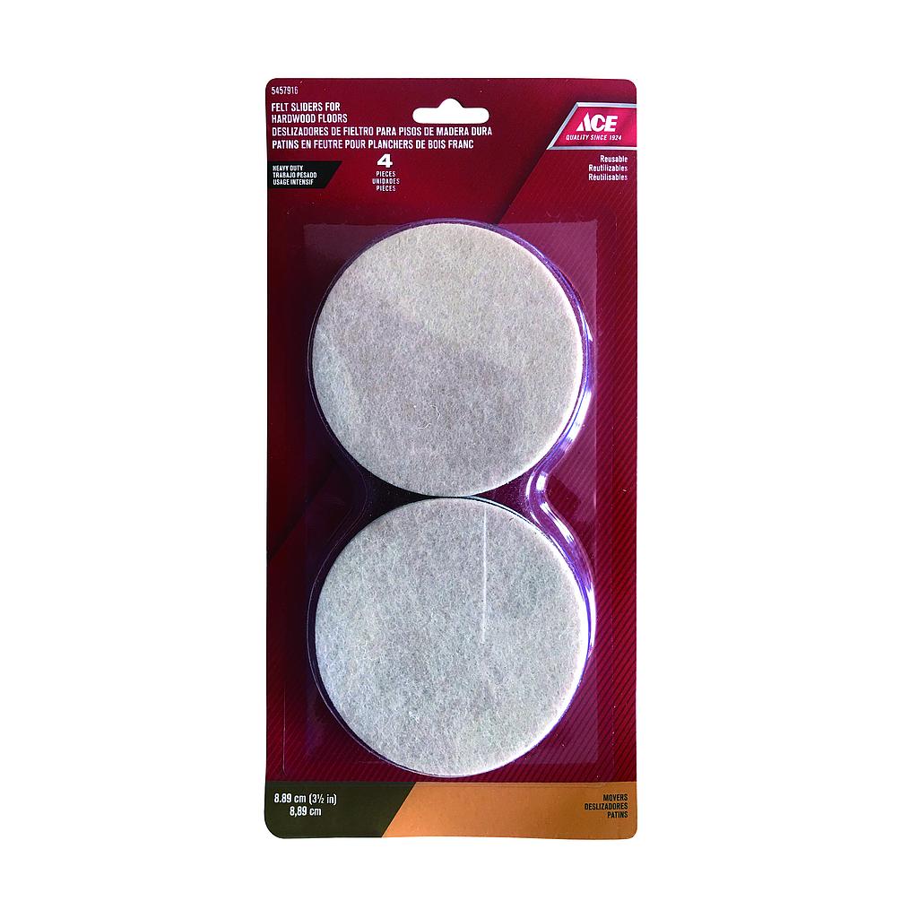 Round Felt Sliders For Hardwood Floors - 3 1/2 In.