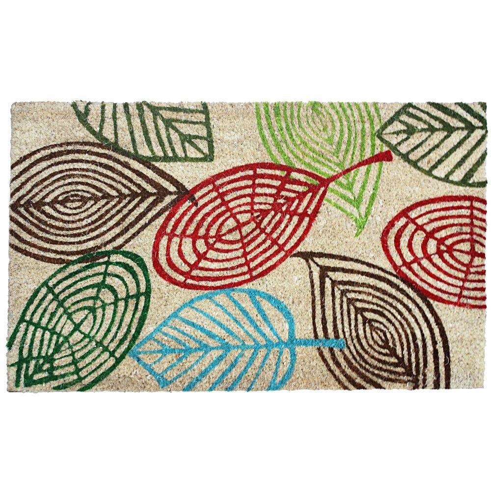 J&M Home Fashions Multicolor Coir Nonslip Floor Mat 30 in. L x 18 in. W