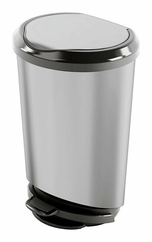 KIS 11 gal. Nickel Tondo Step On Wastebasket.