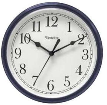 Wall Clock Round Blue 21.6Cm (8.5In) Plastic Battery Westclox