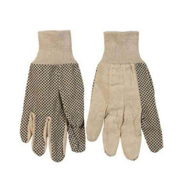Canvas Gloves Pvc Dots White Gray Medium Ace