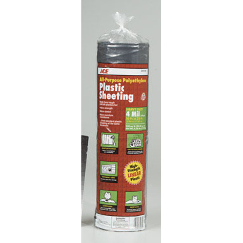 ACE Plastic Sheeting 4 mil x 10 ft. W x 25 ft. L Polyethylene Black.