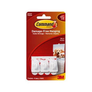 3M Command Small Plastic Micro Hooks 1-1/8 in. L 3 pk