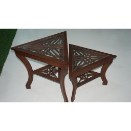 Hand Crafted Wooden Pair Coffee Tables - Triangle Shape