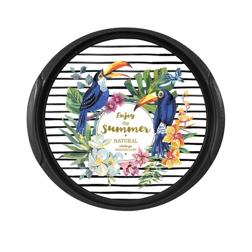 Decorated Round Tray-Tropical