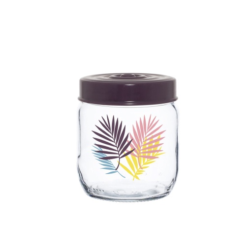 425 cc Decorated Jar-Purple Leaf Patterned