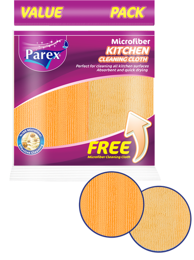PAREX MICROFIBER KITCHEN CLEANING CLOTH + 1 FREE MICROFIBER CLOTH