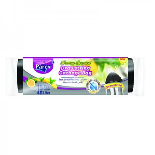 PAREX ECONOMIC DRAWSTRING GARBAGE BAG- LEMON SCENTED (55*60 cm- 15 pcs) 40L