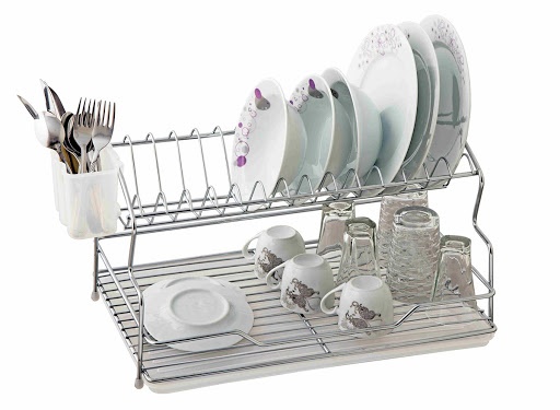 DISH DRAINER TWO TIER ECO WITH CUTLERY HOLDER