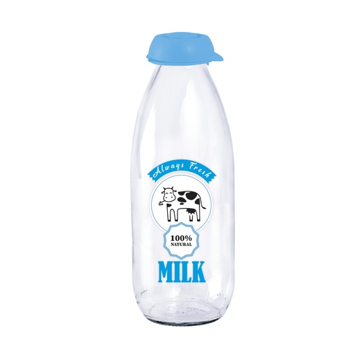 500 cc Decorated Bottle with Straw-Blue-Always Fresh