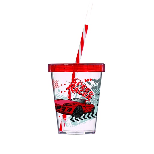 450 cc Tumbler with Straw-Decorated-Speed Racer