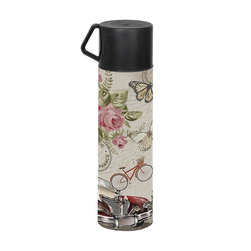 410 cc Decorated Vacuum Flask with Mug-Paris