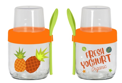 425 cc Decorated Yoghurt Jar with Spoon-Mix