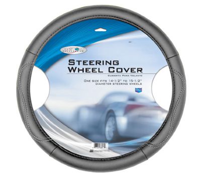 Cover Steering Wheel Grey Leatherette Custo.