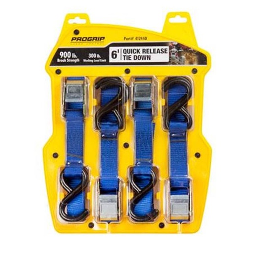 Pro Grip Polyester Cambuckle S Hooks 6 ft. Tie Down