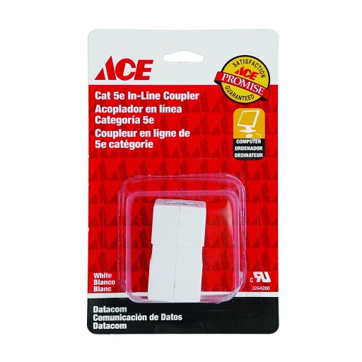 Cat 5E Coupler White Ace Cancel.