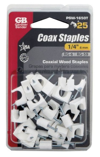 Staple Coaxl Wh 1-4"Cd25.