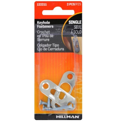 Hillman AnchorWire Steel-Plated Gold Keyhole Picture Hanger 20 lb. 2 pk