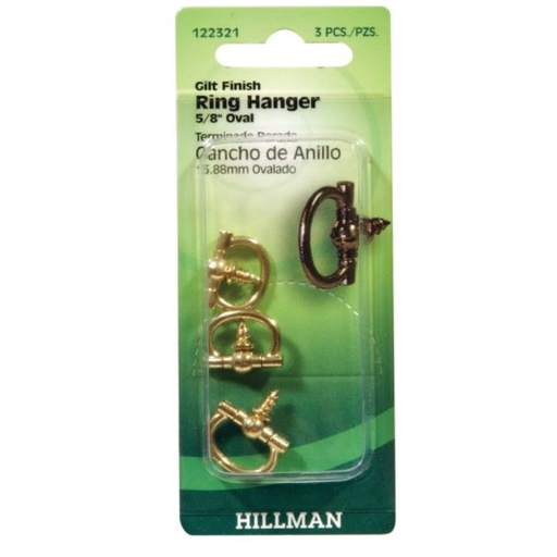 Hillman AnchorWire Gilt Oval Ring Hanger 3 pk Brass Cancel