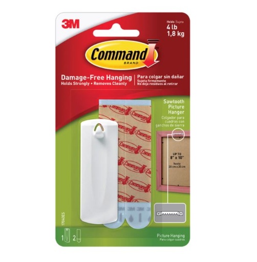 Command White Sawtooth Picture Hanger 4 lb. 1 pk