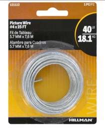 Hillman Steel-Plated Silver Braided Picture Wire 40 lb. 1 pk Steel