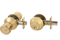 Ace Tulip Polished Brass Entry Lever and Deadbolt Set ANSI/BHMA Grade 3 1-3/4 in