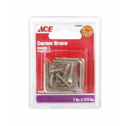 Inside L Corner Brace 1In X 1-2In (2.54Cm X 1.27Cm), Bright Brass Ace