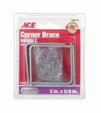 Inside L Corner Brace 2In X 5-8In (5.08Cm X 1.59Cm) Zinc Ace