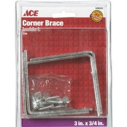 Inside L Corner Brace 3In X 3-4In (7.62Cm X 1.91Cm) Zinc Ace