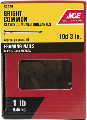 Ace 10D 3 in. Framing Bright Steel Nail Round 1 lb.
