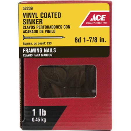Ace 6D 1-7/8 in. Sinker Vinyl Steel Nail Checkered 1 lb.